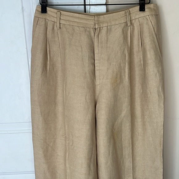 Ellen Tracy Linen Blend High Waist Pleated Straight Leg Trouser Pants Size 10 - Picture 3 of 11